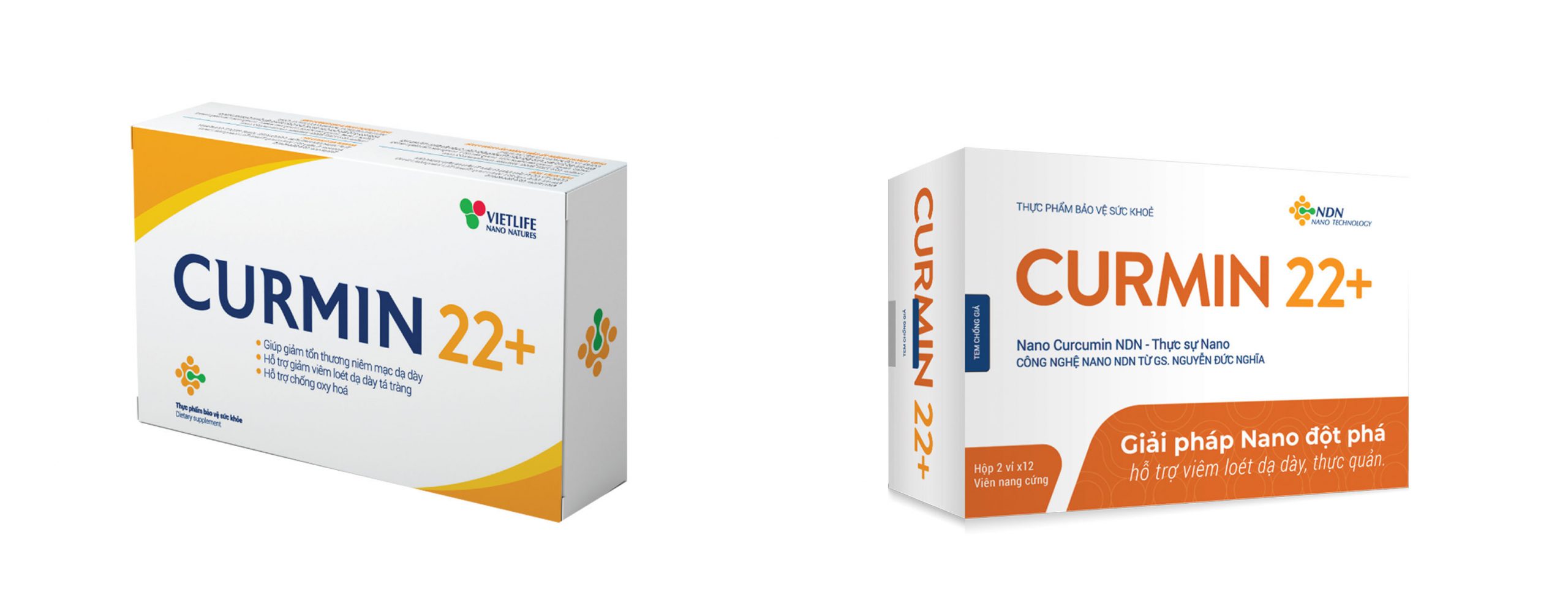 2 mẫu bao bì sản phẩm Curmin 22+ đang lưu hành trên thị trường