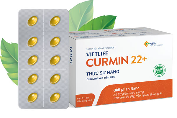 Sản phẩm Vietlife Curmin 22+ - hỗ trợ điều trị triệu chứng viêm loét dạ dày, trào ngược dạ dày thực quản